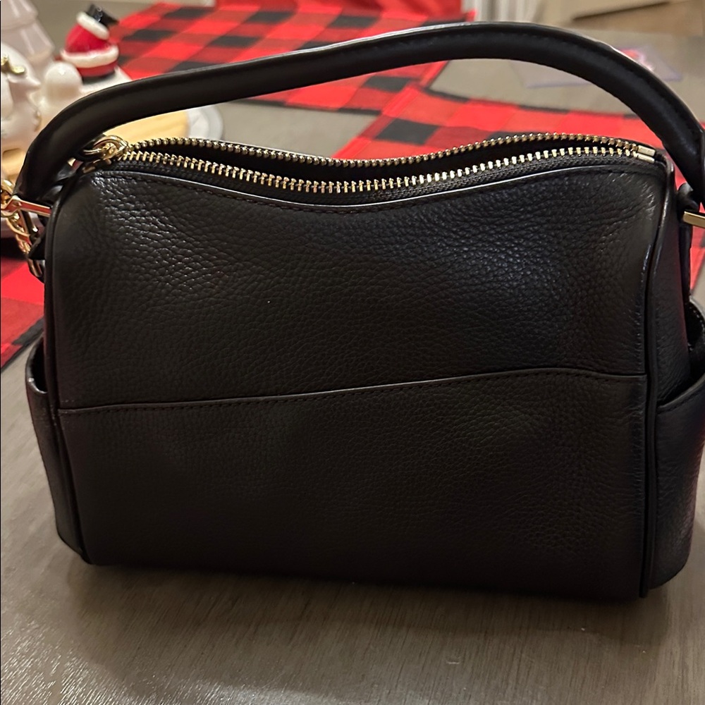 Michael Kors Black Leather Satchel with Gold Accents - Picture 4 of 4